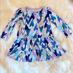 GYMBOREE heart pattern ruffled long sleeve dress size: XS 4